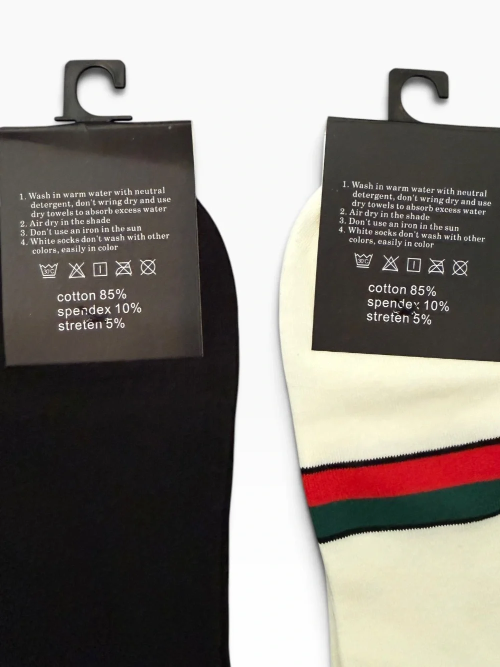 2 Pair Gucci Outlet Men's Logo Crew Socks in Brown and Tan with Web Stripe